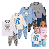 Lote 4 Conjuntos Pijama Infantil Menino Inverno Manga Longa