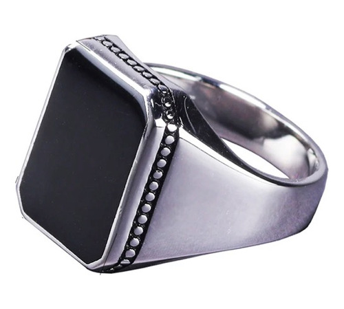 Anillo Plata 925 Hombre Piedra Negra Challet99 Joyas