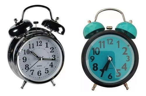 2 Relojes Analógicos Grande Despertador Doble Campana