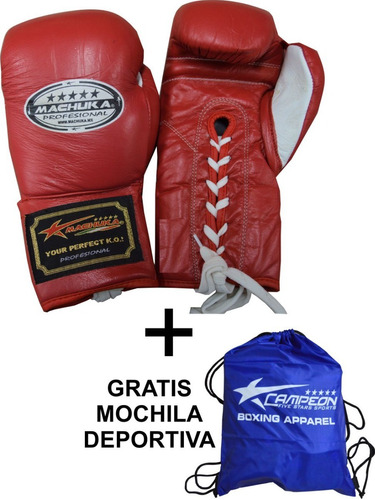 Un Par Guantes Box Piel 8oz Machuka Cintas Con Mochila