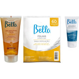 Kit Depilação Cera Fria + Folhas + Creme Azuleno Calmante