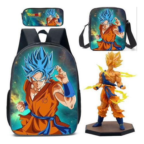 Mochilas Escolares Anime Goku Estudiante Mochila 4 Piezas/se