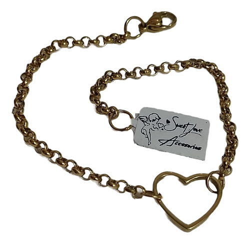 Pulsera Corazón Rolo 19cm Caja Regalo Acero Quirúrgico