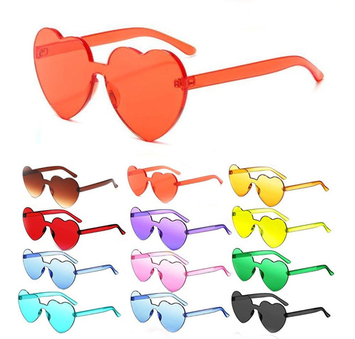 ¡ Gafas Fashion Party De Corazón Sol Rimless Moda Colores !! Color De La Lente Naranja Color De La Varilla Multicolor Color Del Armazón Multicolor