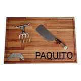 Kit Parrillero Tabla Amasar Bandeja Madera Asado 60x40 Logo 