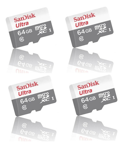 Kit 4 Sandisk Ultra Microsd 64gb Class10 Memory Card 100mb/s
