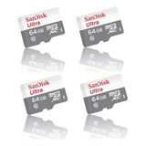 Kit 4 Sandisk Ultra Microsd 64gb Class10 Memory Card 100mb/s