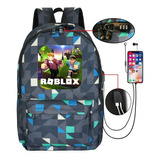 Roblox Cats Mochila De Carga Usb Casual Bolsa Con Contraseñ