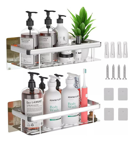 Organizador De Ducha Set X2 Repisa Baño Adhesivo