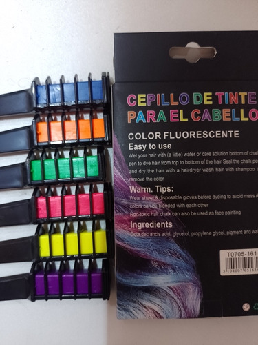 Set 6 Cepillos De Tinte Para El Cabello Color Fluorescente