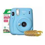Cámara Fujifilm Instax Mini 11 Azul + Correa + 10 Fotos