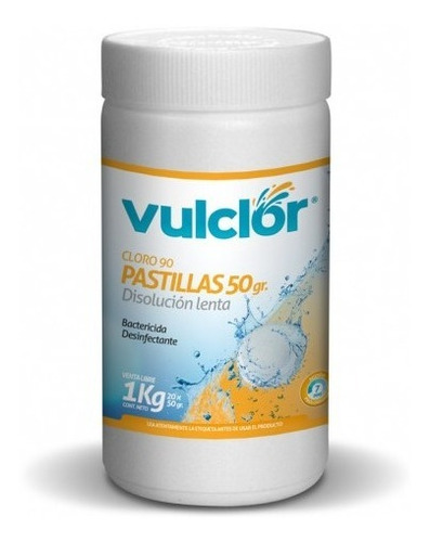 Cloro Pastillas Vulclor 50gr X 1 Kg Vulcano Disolución Lenta