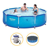 Piscina Estrutural 4678 L Com Bomba Filtrante E Capa Bestway