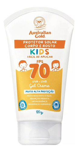 Protetor Solar Australian Gold Kids Corpo E Rosto Fps70 120g