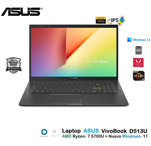 Laptop Asus D513u  Amd Ryzen 7-5700u  24gb 512gb 15.6fhd W11