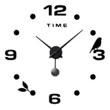 Reloj Grande Con Péndulo Color Negro Estilo Pájaro
