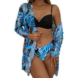 Falda Larga De Playa De Tul Para Mujer Y Bikini Premium De 3