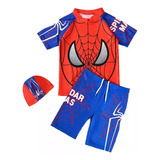 Conjunto De 3 Piezas De Traje De Baño Spiderman Para Niños
