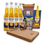 Gift Pack 4 Corona Porrón 330ml Tabla Destapador Frapera