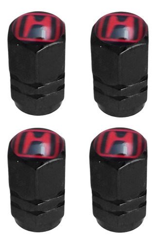 4 Tapones De Válvula Honda Para Llantas Aluminio Negro