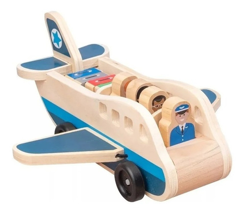 Juguete Avión  De Madera Didáctico Para Niños