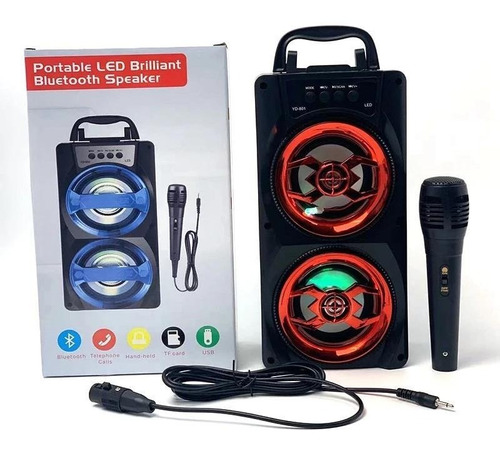 Parlante Karaoke Portátil Bluetooth + Micrófono Led Usb
