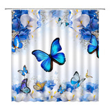 Cortinas De Ducha Jemxwux Con Diseño De Mariposa Azul, Diseñ