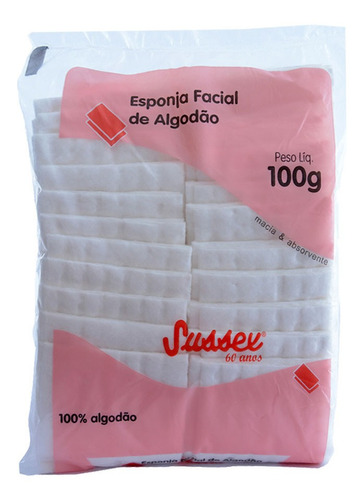 Algodão Hidrófilo Esponja Facial 100g Higienização, Cuidados