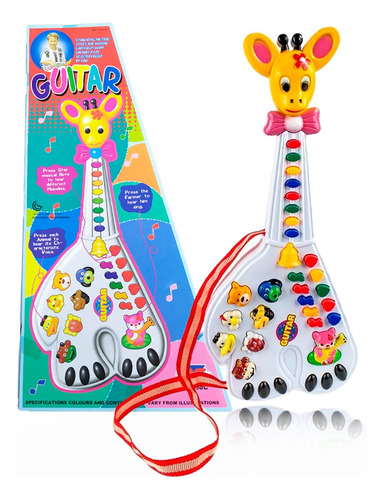 Brinquedo Guitarra De Animais Infantil Musical Bebê Com Luz