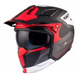 Casco Para Moto Modular Mt Helmets Streetfighter  Negro Y Rojo Mate Talle Xl 