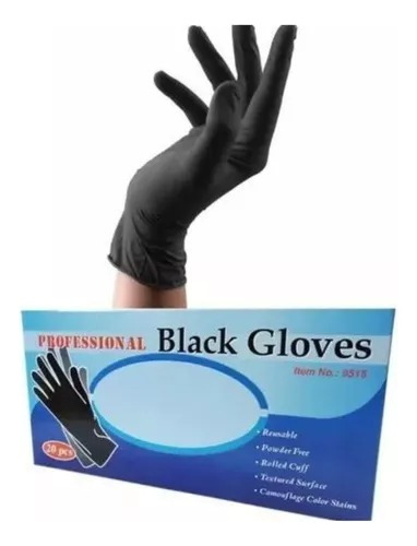 Guantes Con 20 Pz Black Gloves Reutilizables
