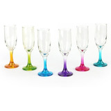 Set De 6 Copas Flauta 183 Cc Vidrio Multicolor - Cristar