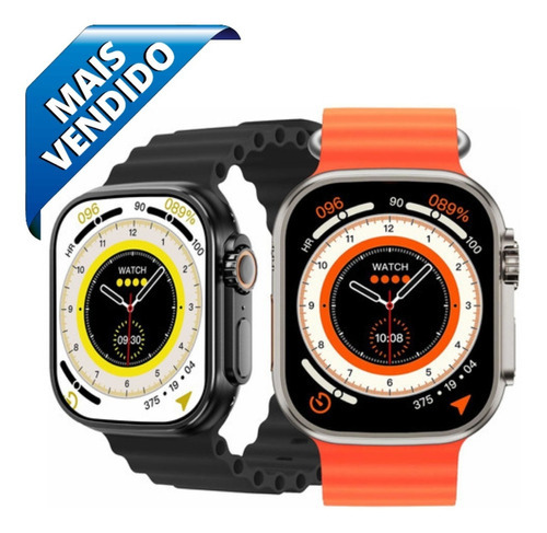 Relogio Smartwatch W68+ Ultra Prova D'água C/ 2 Pulseiras Cor Da Caixa Preto