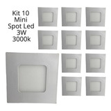 Kit 10 Mini Spot Led Quadrado Embutir 3w 3000k Exilux