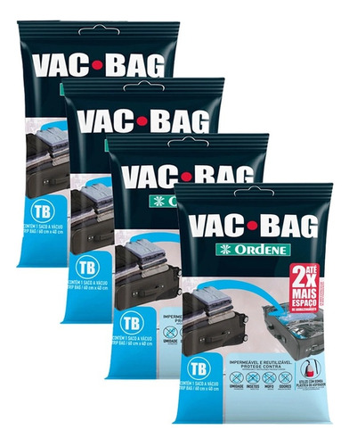 Combo X 4 Bolsas Al Vacío Vac Bag Ordene 60x40cm Ideal Viaje