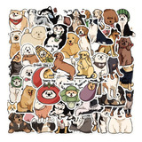 50 Calcomanías Sticker Impermeables Perros Peludos Frases