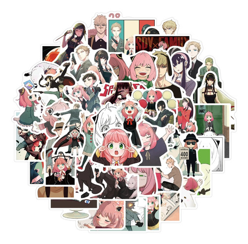 50 Stickers Anime Spy X Family Anya Calcomania Pegatina