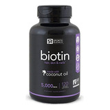 Biotina 5000mcg Cabello, Piel Y Uñas Fuertes 120 Softgels