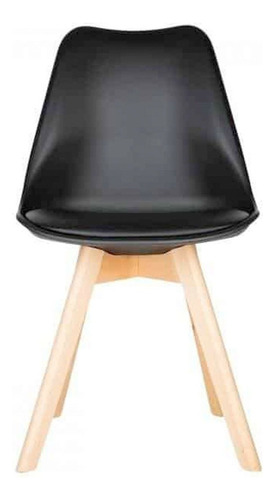 Silla Para Comedor Plástico Negro Patas Madera Ballsellings Tulip X6 Unidades