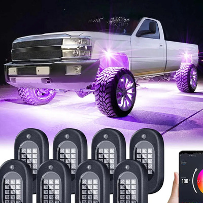 Luces Led De Roca Rgb De 8 Cápsulas, Control De Aplicación B