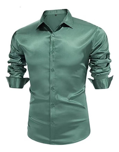 Camisa De Manga Larga Para Hombre, Camisa Casual Elegante Co