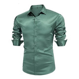 Camisa De Manga Larga Para Hombre, Camisa Casual Elegante Co