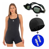 Combo Malla Natacion Aquagym + Antiparra + Gorro Quickly®