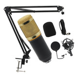 Microfone Condensador Pop Filter Aranha Com Braço Articulad