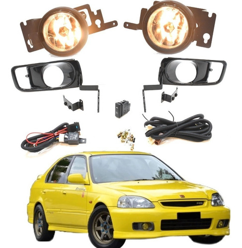 Kit Faros De Niebla Honda Civic 1999 2000 C/arnes Y Switch