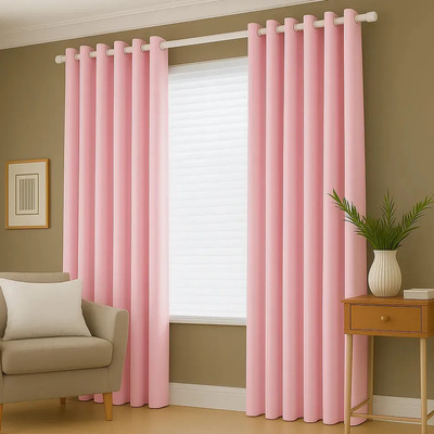 Cortina Sala\u002Fquarto 300x280 Tecido Oxford Para Varão Cor Rosa Bebè | Frete grátis