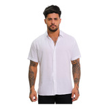 Camiseta Social Masculina Praia Slim Fit Premium Manga Curta