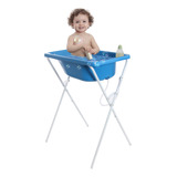 Banheira C/ Suporte Bebê Infantil Baby Azul Resistente 34l