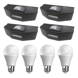 Pack X 4 Aplique Apto Gota Led Exterior Negro Bidireccional Lámpara Luz Cálida 6w Reemplazo Bajo Consumo Halógena