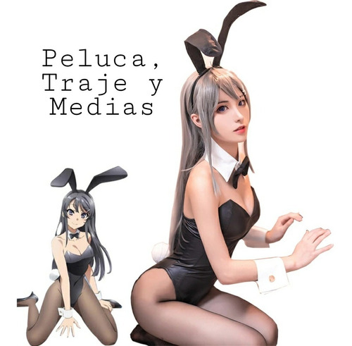 Cosplay Mai San, Bunny Girl: Peluca + Traje + Medias